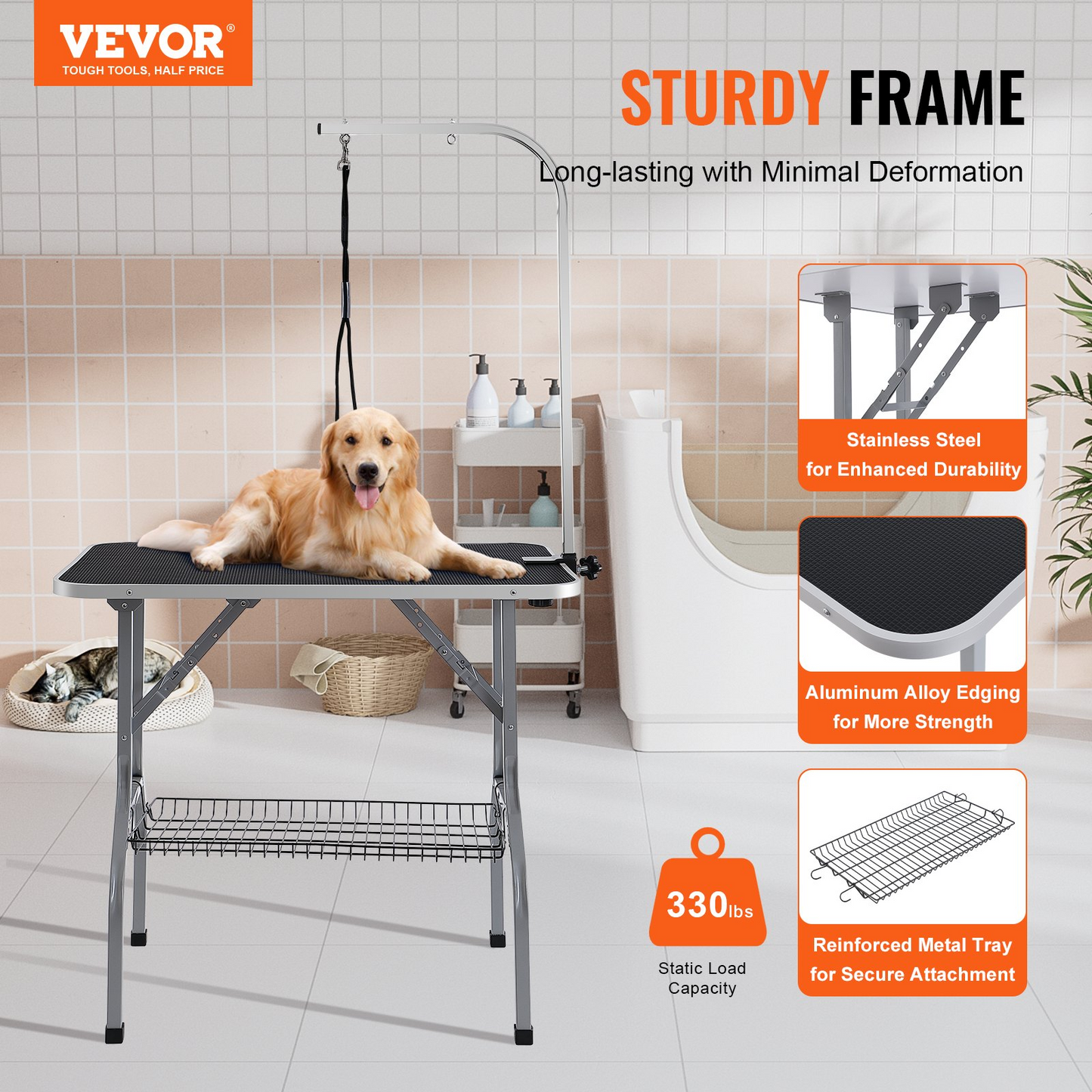 PawMaster™ Pro 36" – Foldable Pet Grooming Table with Arm & No-Sit Holder
