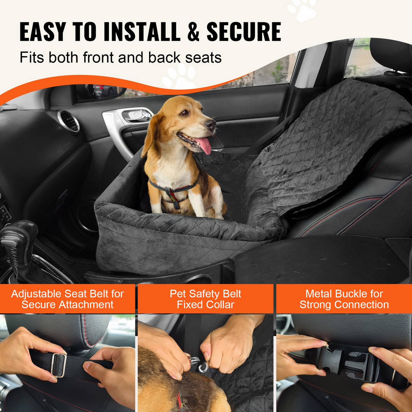 Dog Booster Car Seat Pet Car Seat for Small Medium Dog up to 40 lbs Black