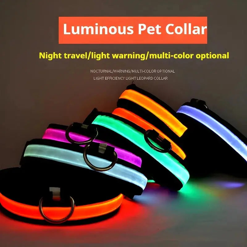 Dog Collar Nylon LED Night Safety Flashing Glow In The Dark Pet Dog Leash pet Dogs Luminous Fluorescent dog accessories collar