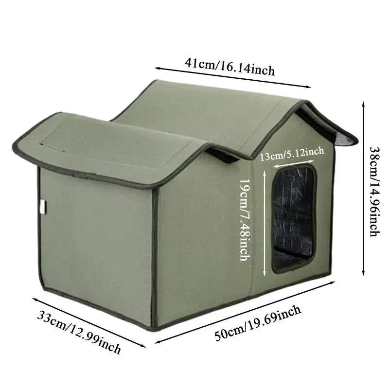 Outdoor Cat House | Waterproof Insulated Shelter for Cats & Small Dogs | Warm Winter Feral Cat Bed – Foldable & Washable