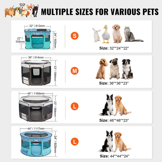 VEVOR Foldable Pet Playpen, 36 inch Portable Dog Playpen, Crate Kennel for Puppy, Dog, Cat, Premium Waterproof 600D Oxford Cloth, Removable Zipper, for Indoor Outdoor Travel Camping Use (Octagon, M)