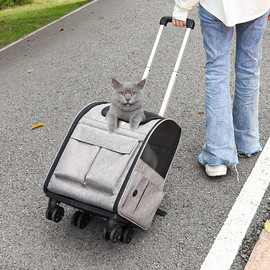 VEVOR Rolling Pet Carrier Backpack with Removable Wheels for Under 18LBS, Large Soft Sided Wheeled Dog Carrier Cat Travel Carrier Airline Approved for Small Dogs and Medium Cats with Upgraded Wheels