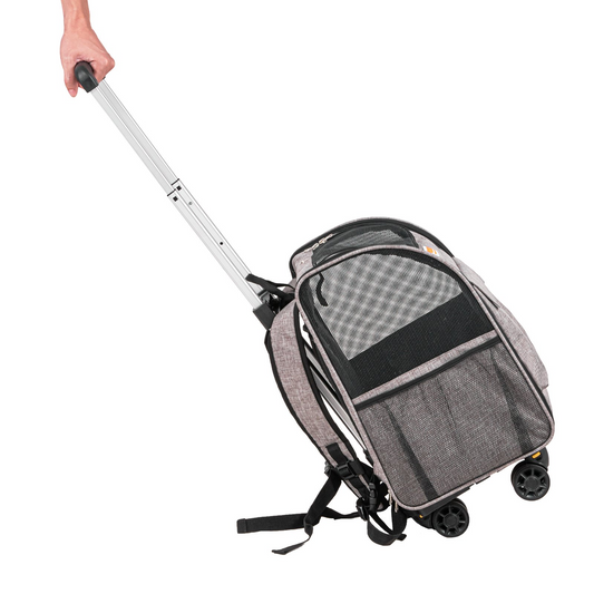 VEVOR Rolling Pet Carrier Backpack with Removable Wheels for Under 18LBS, Large Soft Sided Wheeled Dog Carrier Cat Travel Carrier Airline Approved for Small Dogs and Medium Cats with Upgraded Wheels
