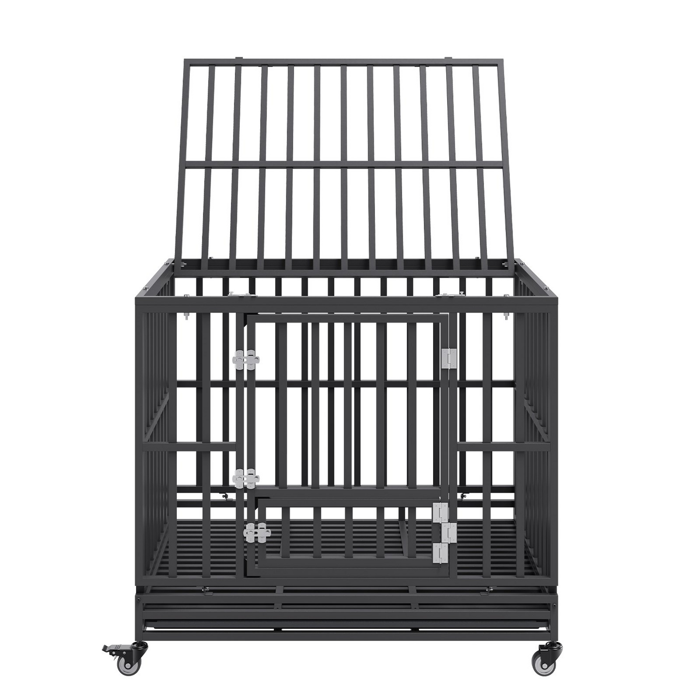 VEVOR Fortress XL Dog Crate: Indestructible 42-Inch Heavy-Duty Kennel with 3 Doors, Lockable Wheels & Removable Tray – Ideal for High-Anxiety Medium to Large Dogs, Indoor & Outdoor Use