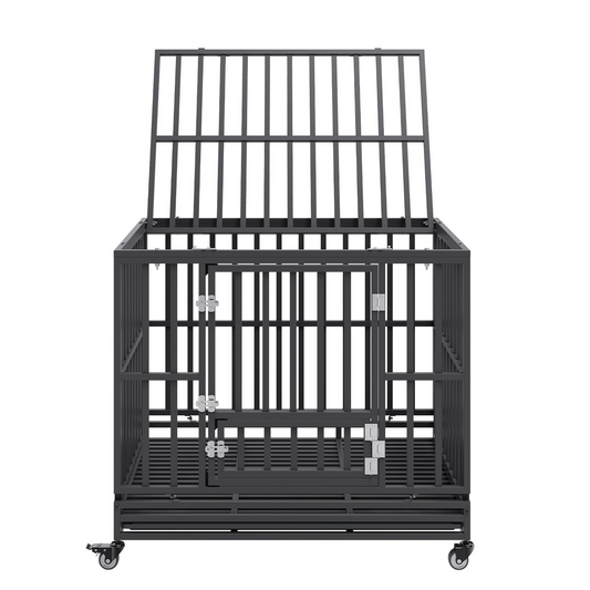 VEVOR Fortress XL Dog Crate: Indestructible 42-Inch Heavy-Duty Kennel with 3 Doors, Lockable Wheels & Removable Tray – Ideal for High-Anxiety Medium to Large Dogs, Indoor & Outdoor Use