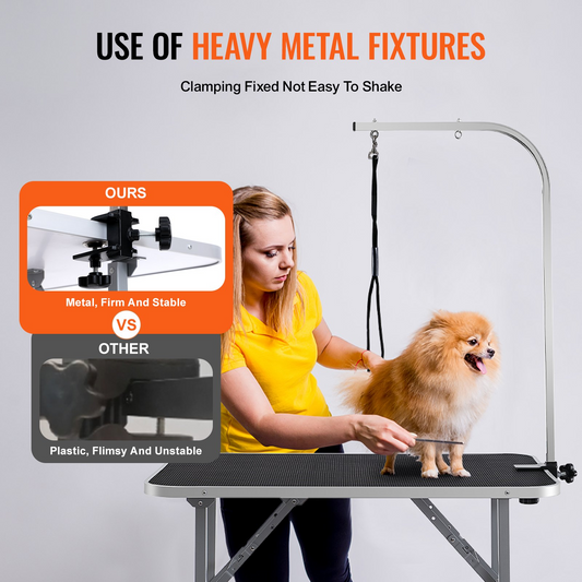 PawMaster™ Pro 36" – Foldable Pet Grooming Table with Arm & No-Sit Holder