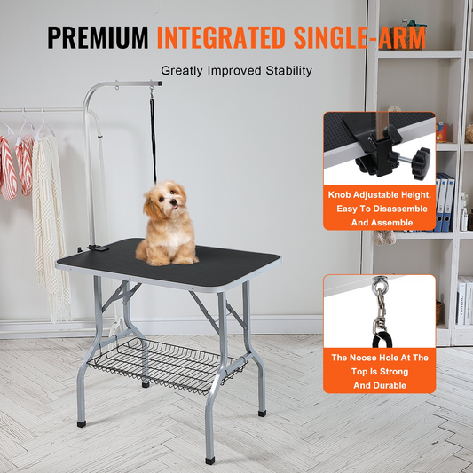 PawMaster™ Pro 36" – Foldable Pet Grooming Table with Arm & No-Sit Holder