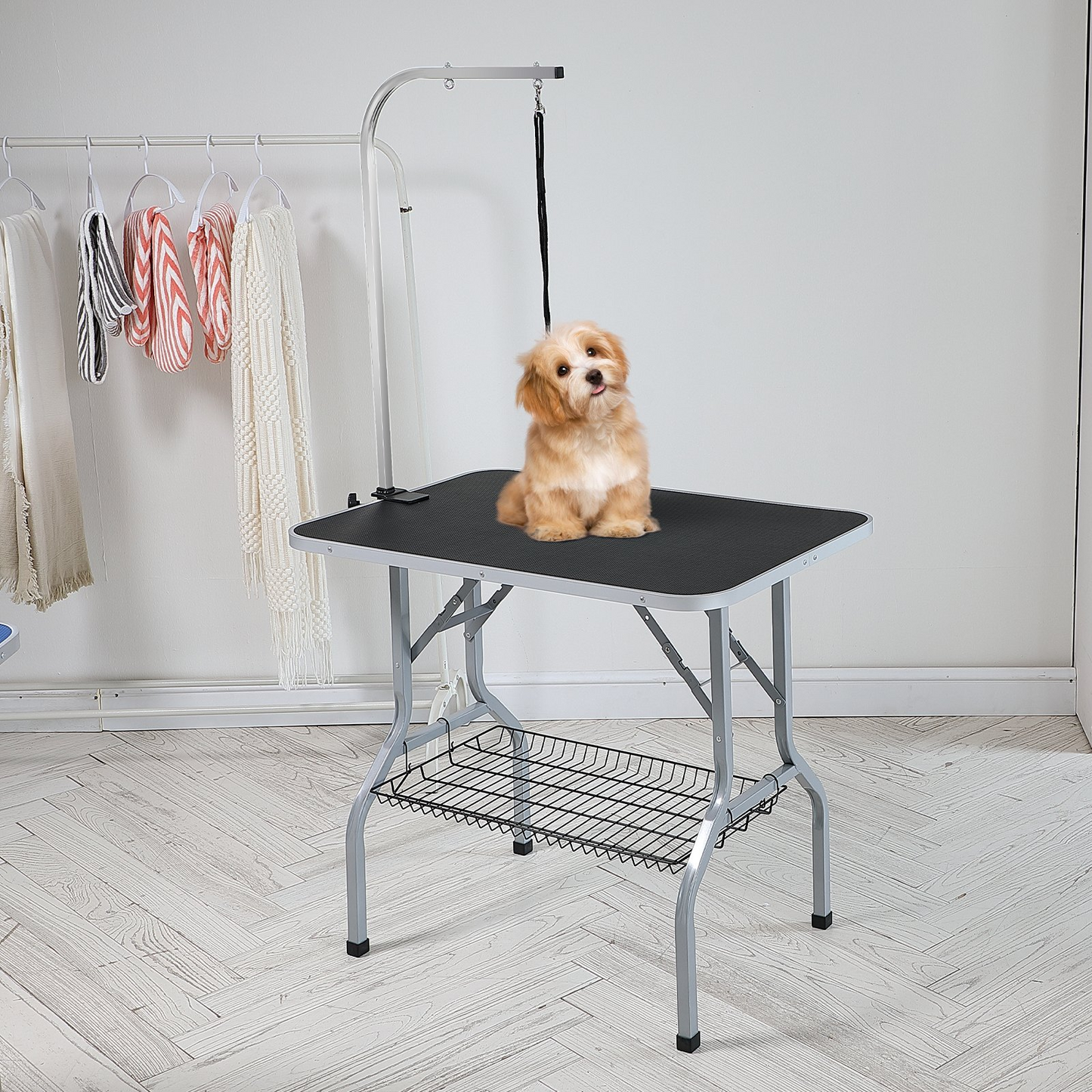 PawMaster™ Pro 36" – Foldable Pet Grooming Table with Arm & No-Sit Holder