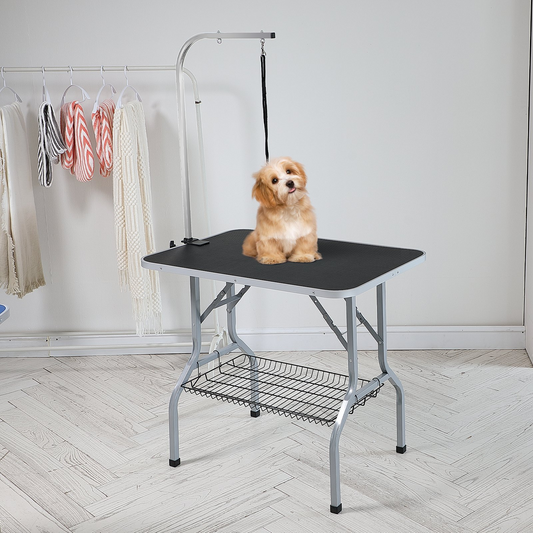 PawMaster™ Pro 36" – Foldable Pet Grooming Table with Arm & No-Sit Holder