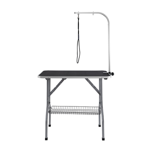 PawMaster™ Pro 36" – Foldable Pet Grooming Table with Arm & No-Sit Holder