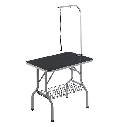 PawMaster™ Pro 36" – Foldable Pet Grooming Table with Arm & No-Sit Holder