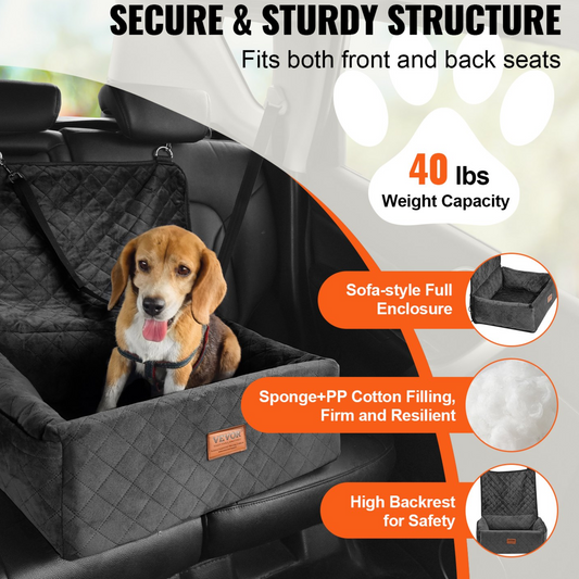 Dog Booster Car Seat Pet Car Seat for Small Medium Dog up to 40 lbs Black