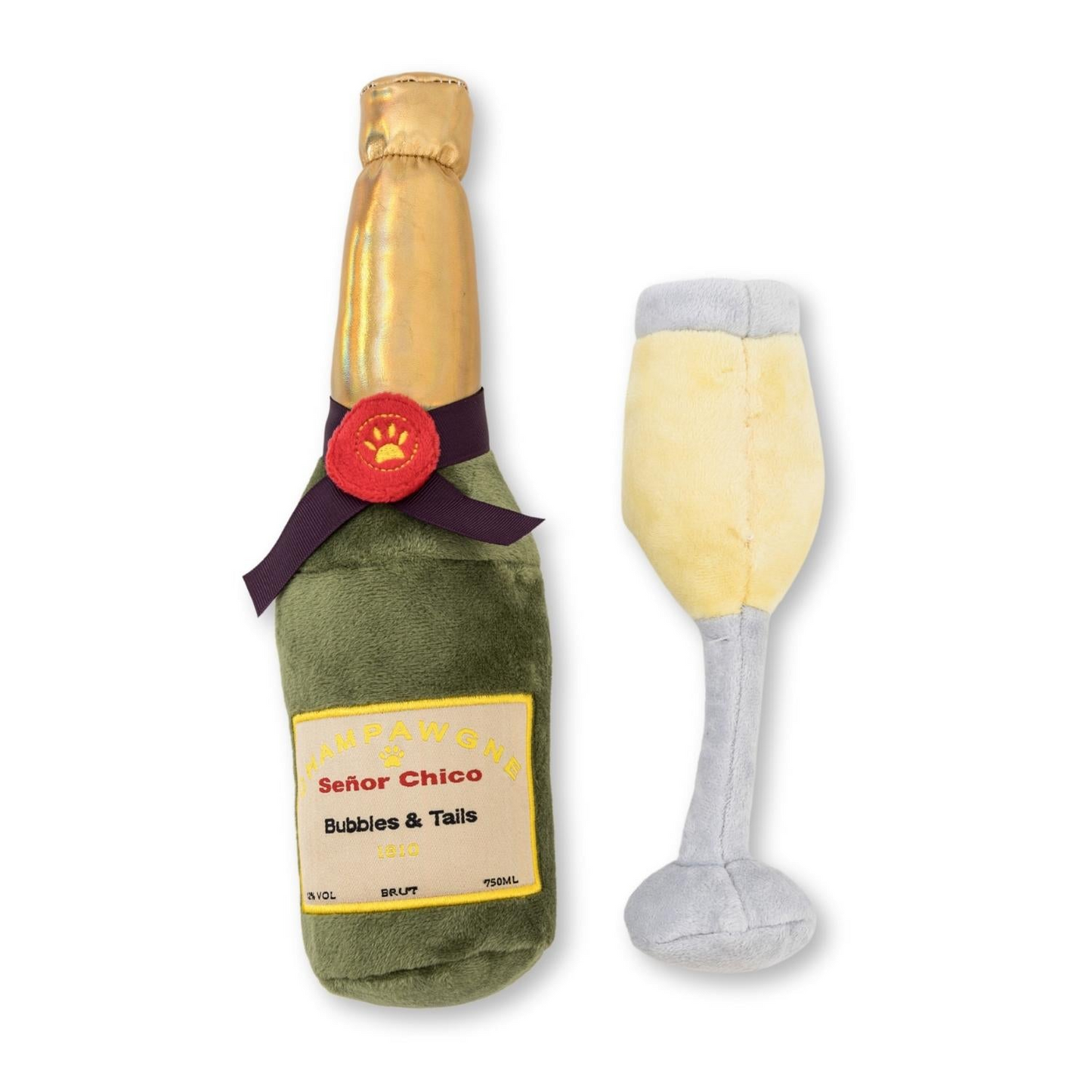 Champawgne-Cheers Crinkle and Squeaky Plush Dog Toy Combo