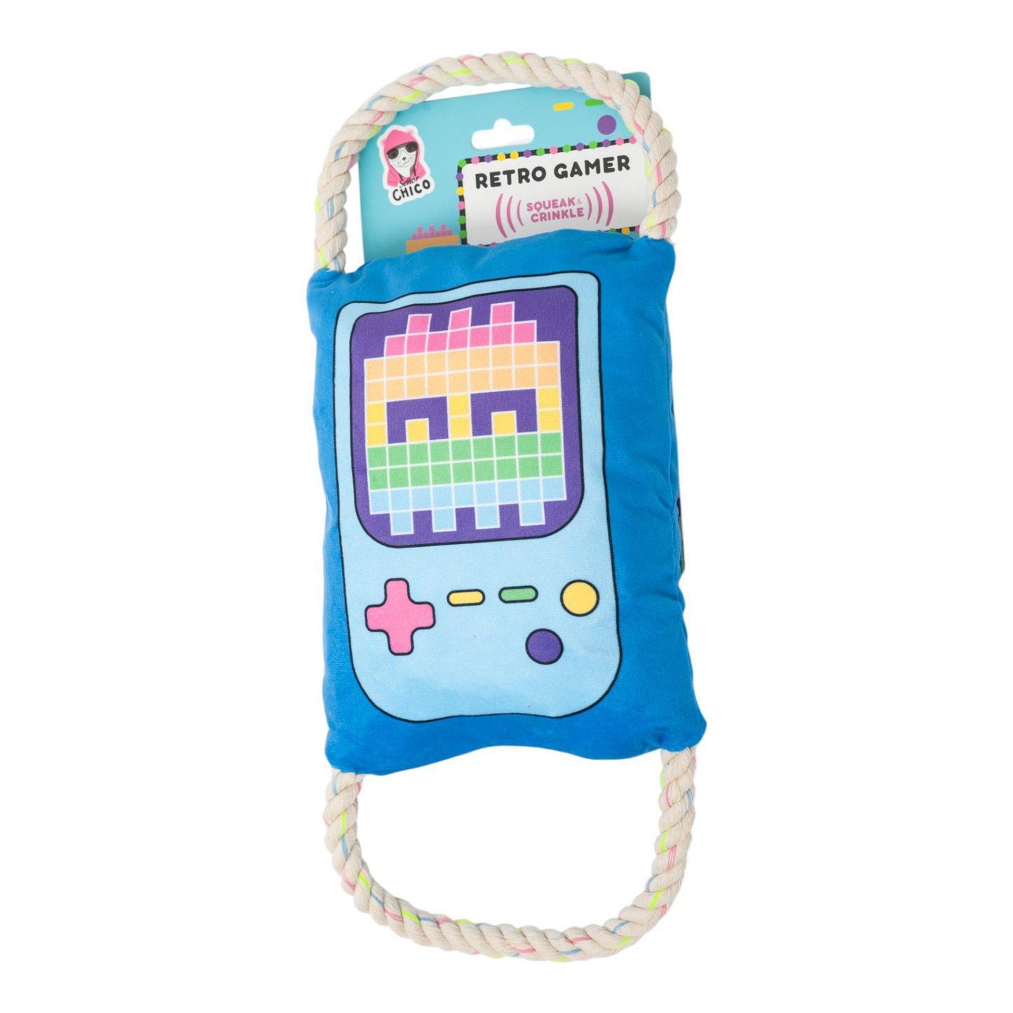 Retro Gamer Crinkle and Squeaky Plush Dog Toy