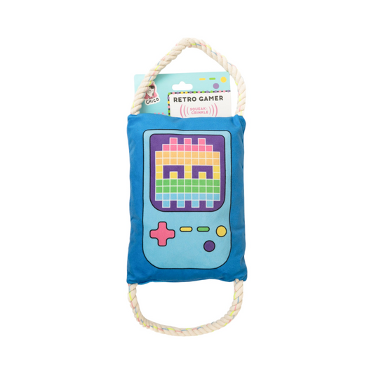 Retro Gamer Crinkle and Squeaky Plush Dog Toy