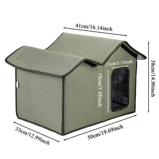 Outdoor Cat House | Waterproof Insulated Shelter for Cats & Small Dogs | Warm Winter Feral Cat Bed – Foldable & Washable