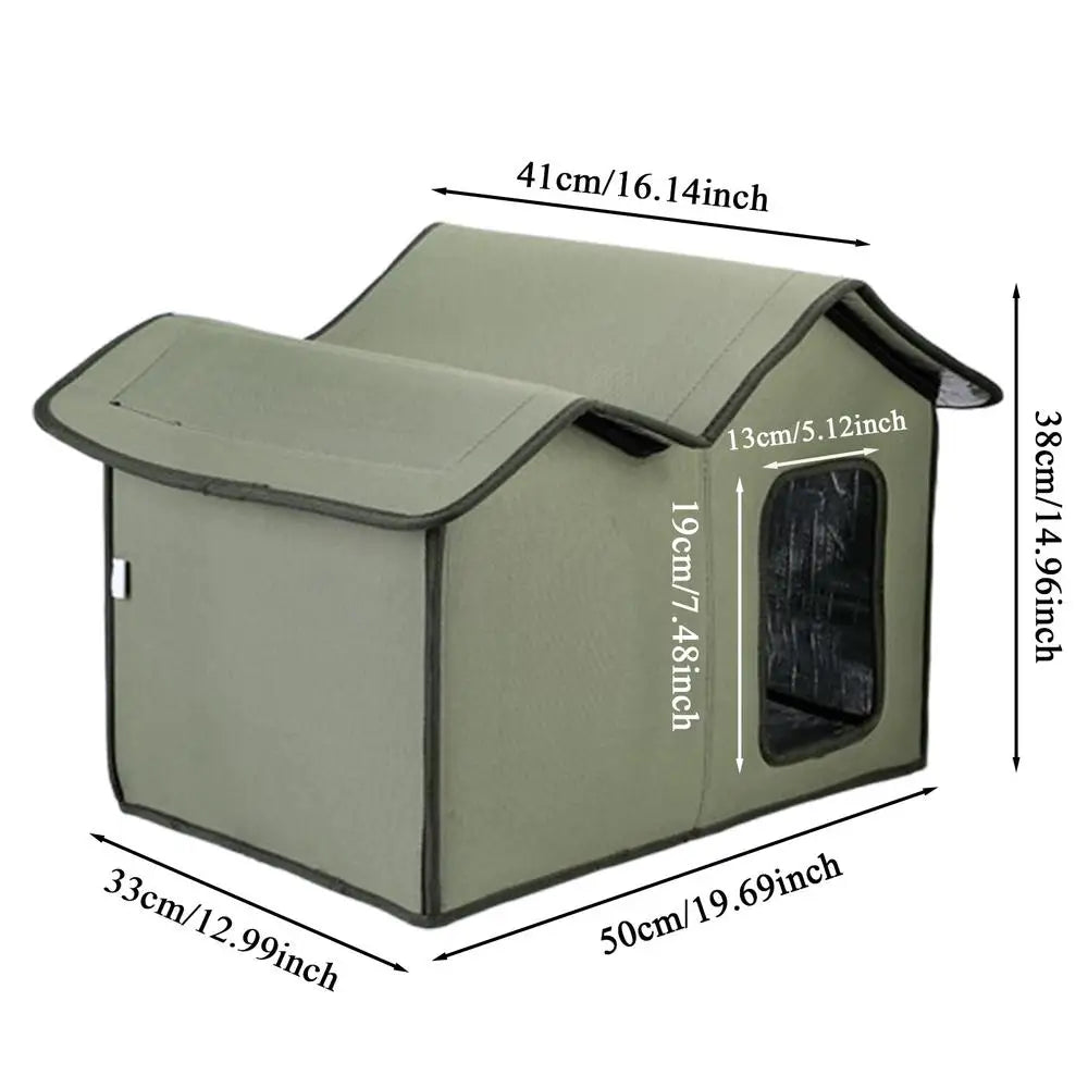 Outdoor Cat House | Waterproof Insulated Shelter for Cats & Small Dogs | Warm Winter Feral Cat Bed – Foldable & Washable