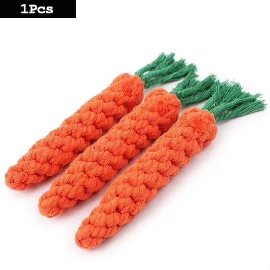 Durable Dog Chew Toy - Carrot Rope Ball & Dumbbell