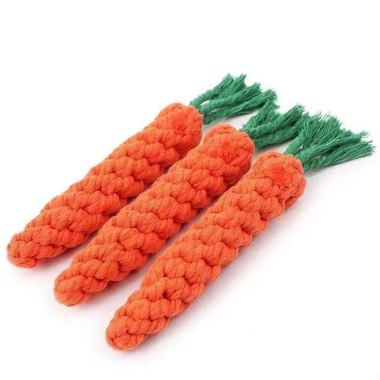 Durable Dog Chew Toy - Carrot Rope Ball & Dumbbell