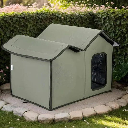 Outdoor Cat House | Waterproof Insulated Shelter for Cats & Small Dogs | Warm Winter Feral Cat Bed – Foldable & Washable