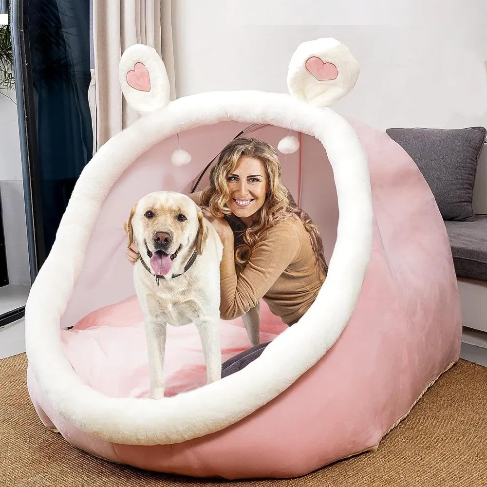 🐾 SnuggleNest™ XL – Human-Sized Dog Bed & Cozy Cave Lounger for Pets and People 🛏️✨