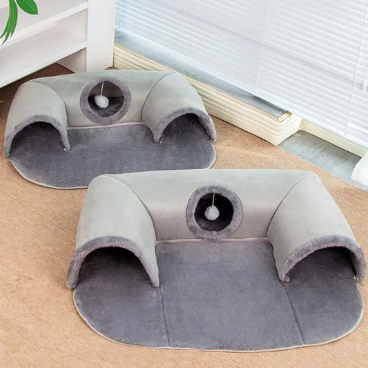 PurrPlay Tunnel Bed – Hide, Play & Nap in One!